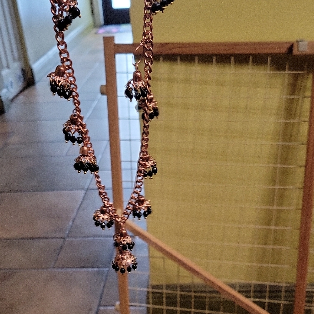 Chic Copper Necklace with Black Beads 🎈🎉✨️✨️  SALE